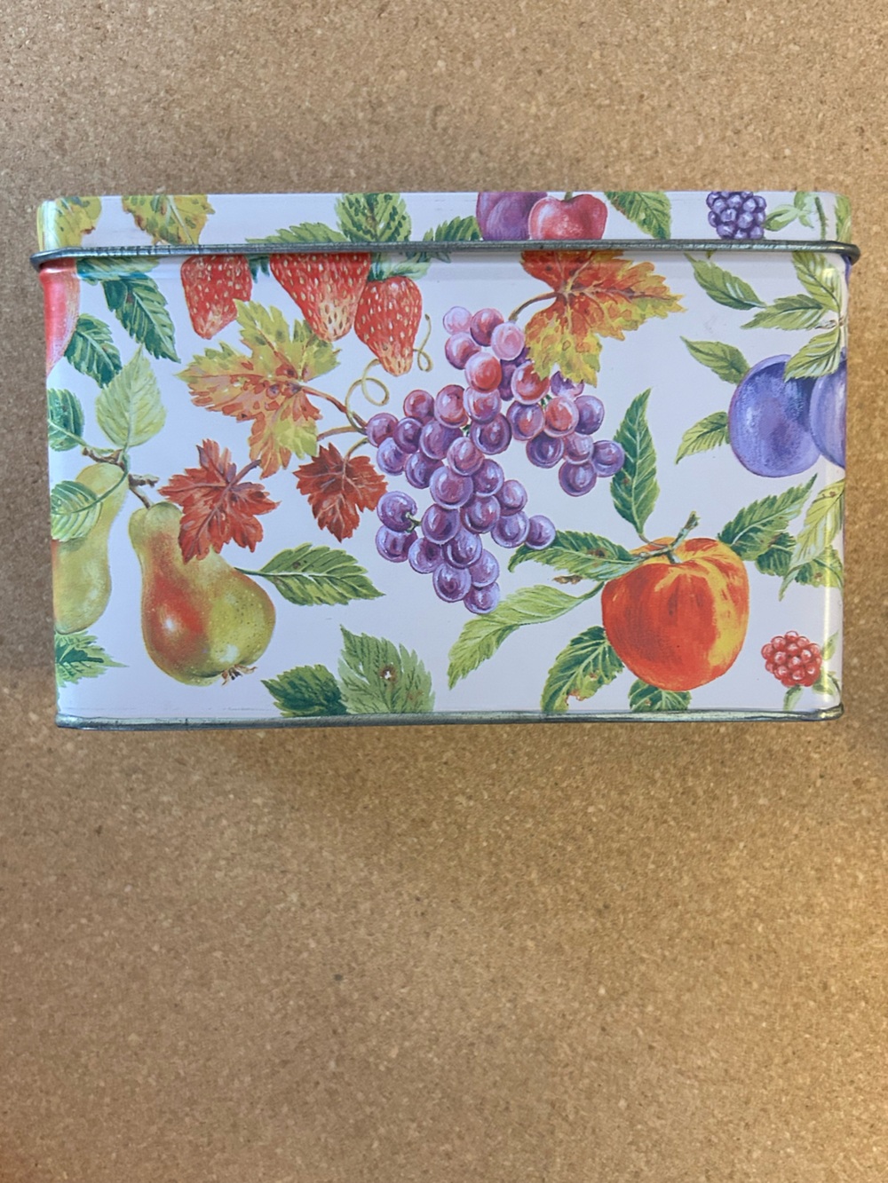 Vintage Tin Fruit Pattern Decorative recipe box trinket